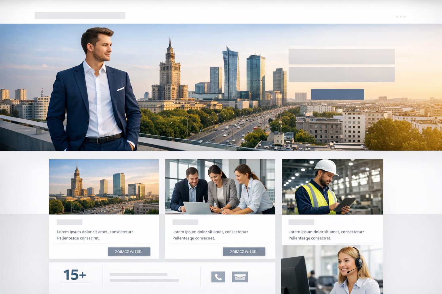 Zdjęcie przykładowej, nowoczesnej strony firmowej z Warszawy